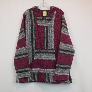 Frank's Textiles XL Long Sleeve Pink Black Gray Baja Sweater with Hood